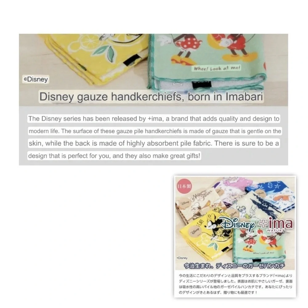 Disney Imabari Handkerchief Towel, Minnie Mouse Washcloth, Walkway Of Flowers